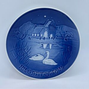 VTG B & G 1970 Pheasants In The Snow At Christmas Collector Plate Denmark Blue